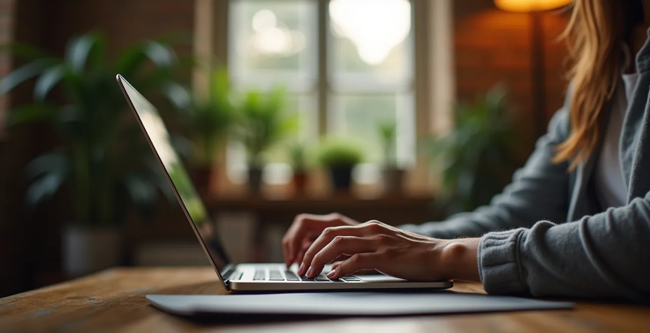 Personne travaillant en sécurité sur son ordinateur portable